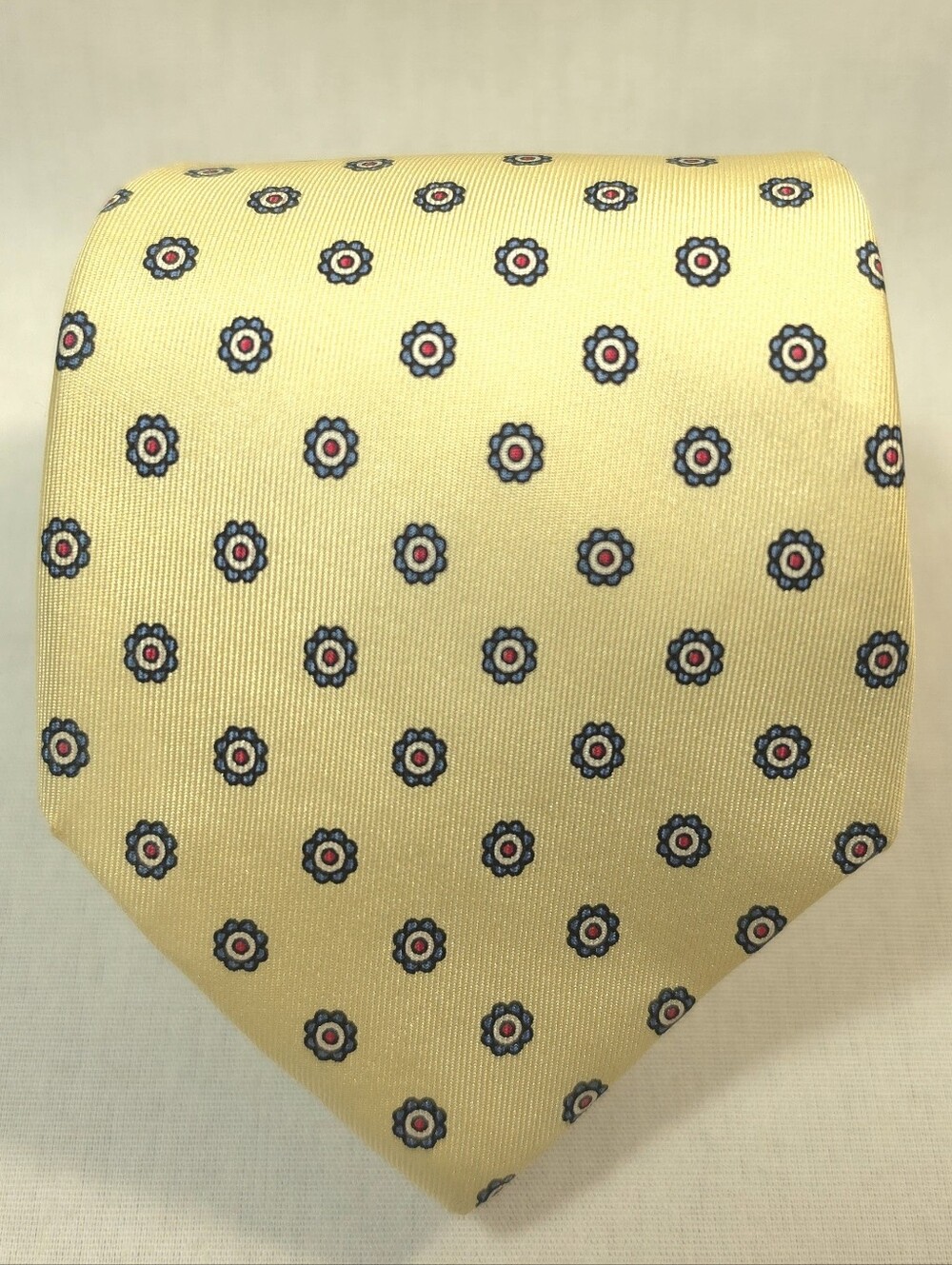 Liberty of London Cream Tie with Navy and Red Floral Dots